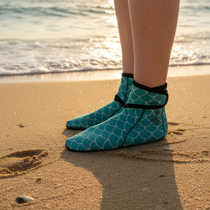 Neoprene Swim Socks: Teal Mermaid Scale