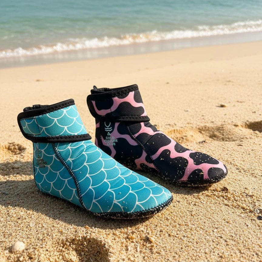Neoprene Swim Socks: Pink Cowprint