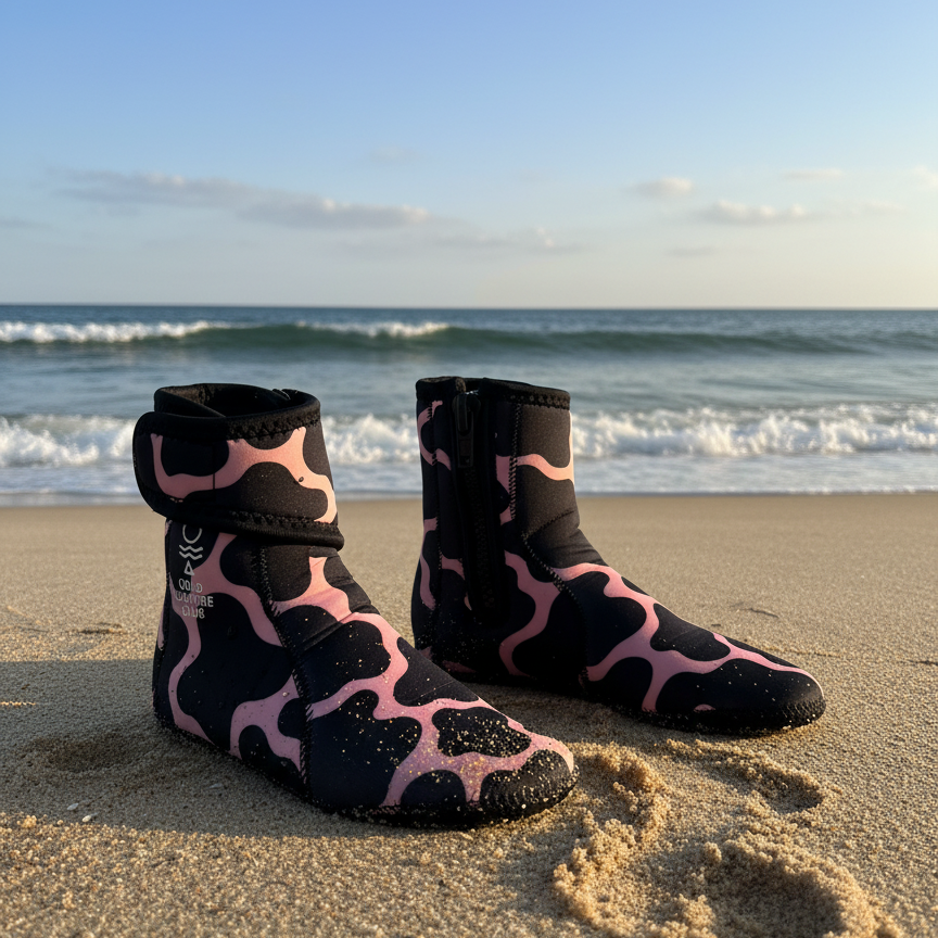 Neoprene Swim Socks: Pink Cowprint