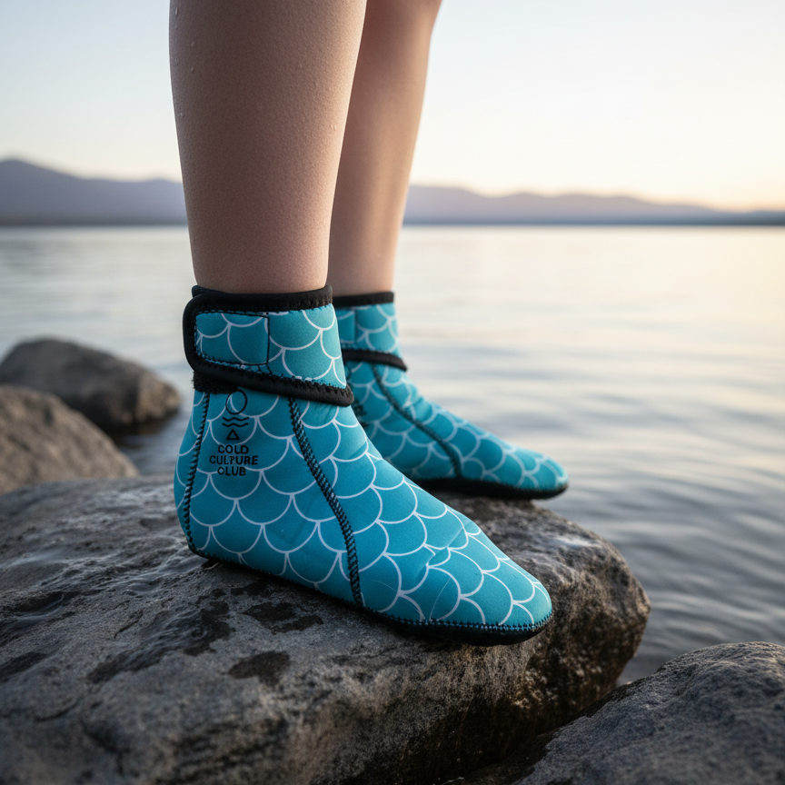 Neoprene Swim Socks: Teal Mermaid Scale